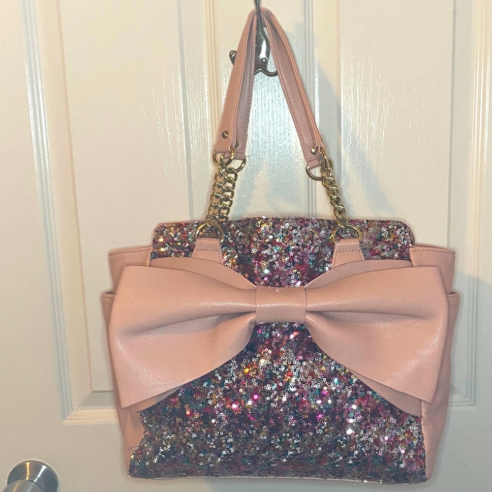 Betsey Johnson Sequined Large Bow Purse